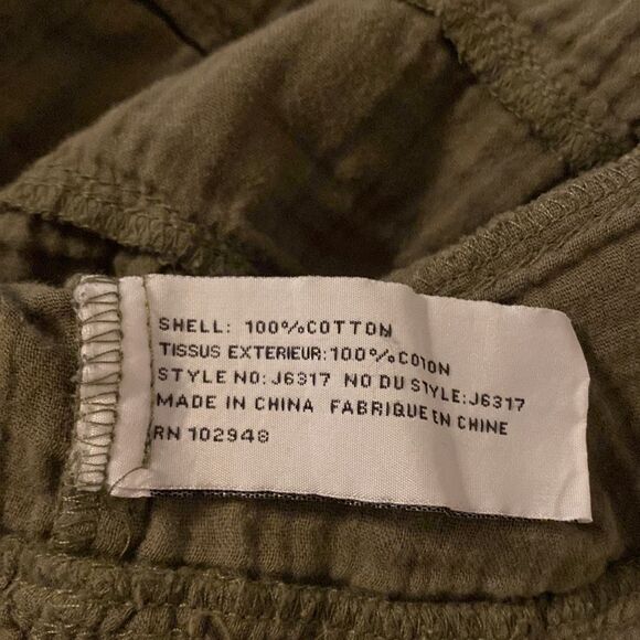 Tulle 100% cotton Dress Top Blouse Military Green Strap Boho Hippie Medium M - Picture 4 of 5